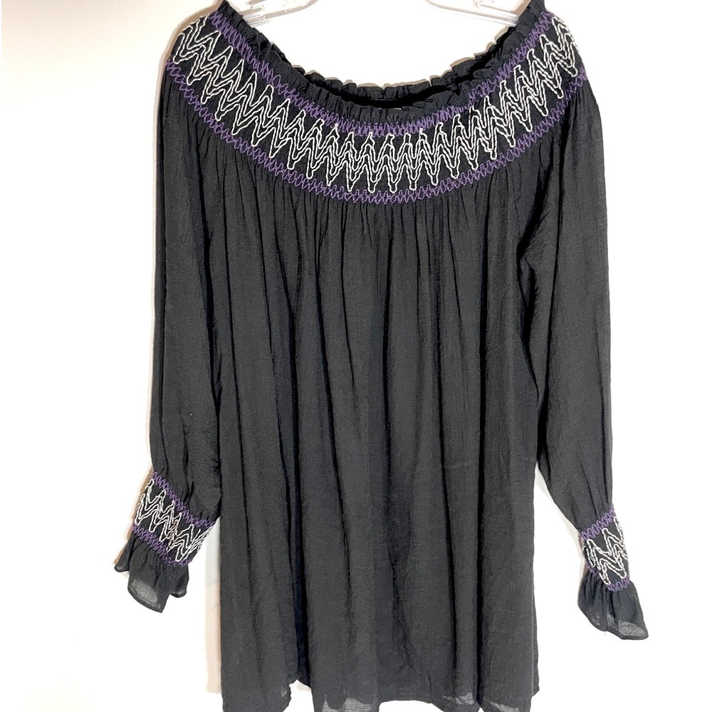 She + Sky black off shoulder top blouse
